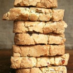 Vanilla-almond biscotti on a sheet pan.