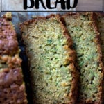 Freshly baked and sliced zucchini bread.