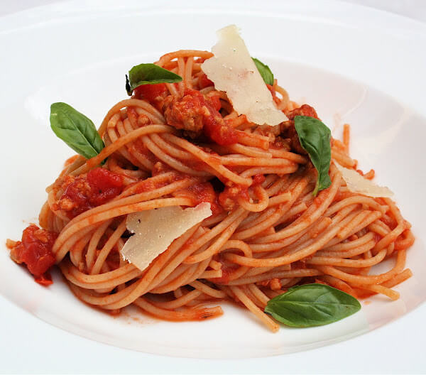 A plate of spaghetti.