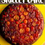 A kumquat upside down cake on a plate.