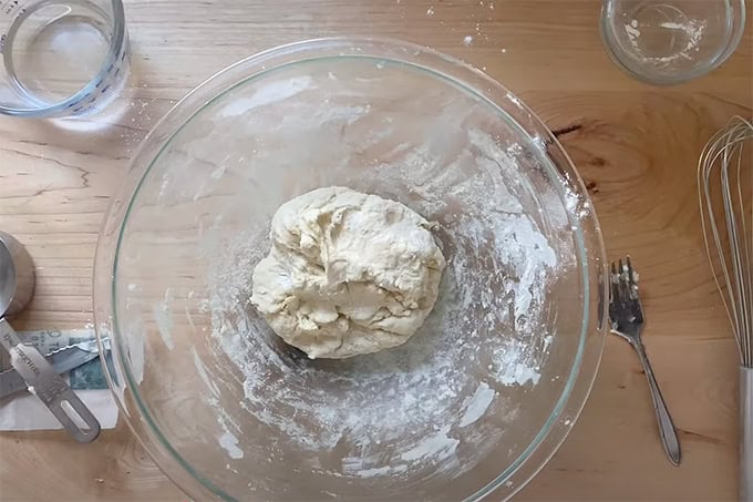 A bowl of tortilla dough. 