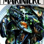 A pot of just steamed mussels