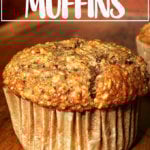 Oatmeal muffin on a board.