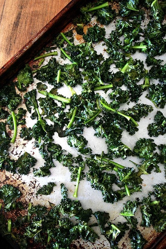 The most delicious, healthy snack you could imagine: crispy kale chips. Better than potato chips. // alexandracooks.com The most delicious, healthy snack you could imagine: crispy kale chips. Better than potato chips. // alexandracooks.com