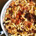 Roasted eggplant and tomato pasta.