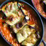 a pan of eggplant involtini