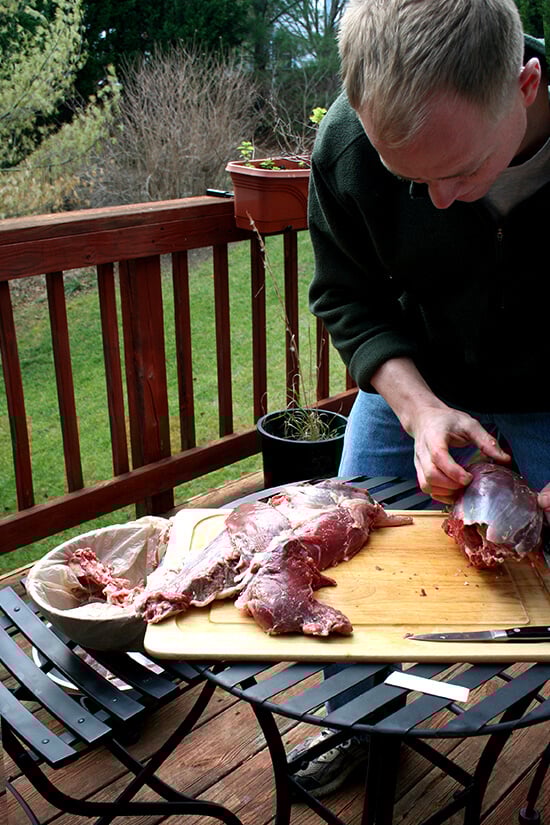 Ben, carving up a deer Ben, carving up a deer
