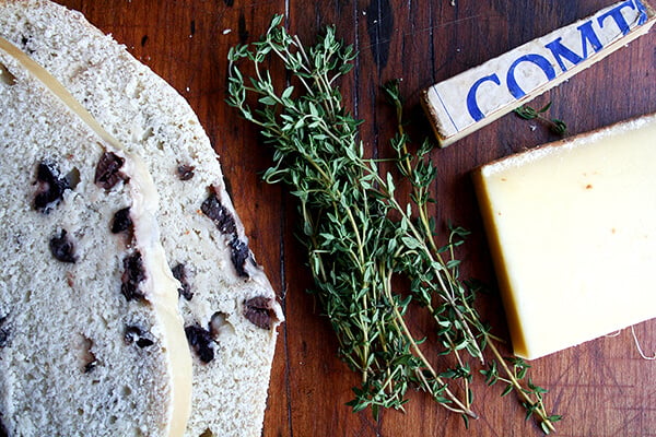olive bread, thyme, comte olive bread, thyme, comte