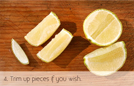 cutting a lemon for garnish, step 4 cutting a lemon for garnish, step 4