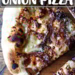 Fig jam, caramelized onion and blue cheese pizza.