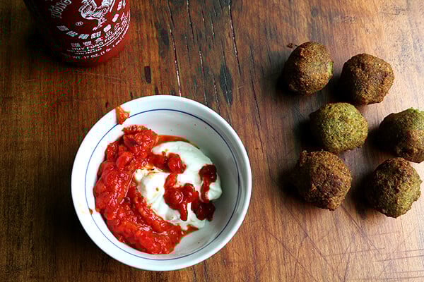 roasted red pepper, Sriracha & Greek yogurt sauce roasted red pepper, Sriracha & Greek yogurt sauce