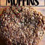 An overhead shot of a freshly baked bran muffin.