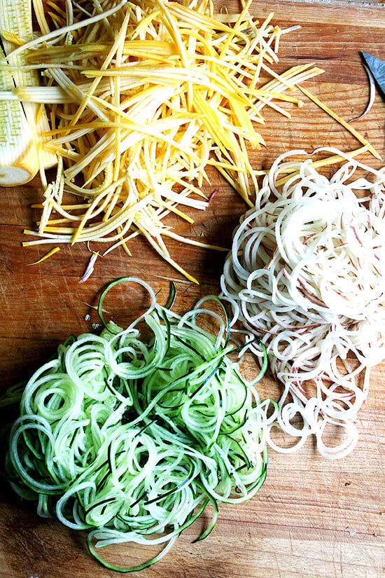 If you're in the market for a mandoline, I highly recommend the Benriner, but I would sleep better knowing you purchased a pair of kevlar gloves along with it. And if you have room for another gadget, the Benriner turning slicer does in fact have a place in the kitchen -- for certain vegetables it is a much safer and better tool to use than a mandoline, and if you're at all frightened by the idea of using a mandoline, the turning slicer might be the way to go. // alexandracooks.com If you're in the market for a mandoline, I highly recommend the Benriner, but I would sleep better knowing you purchased a pair of kevlar gloves along with it. And if you have room for another gadget, the Benriner turning slicer does in fact have a place in the kitchen -- for certain vegetables it is a much safer and better tool to use than a mandoline, and if you're at all frightened by the idea of using a mandoline, the turning slicer might be the way to go. // alexandracooks.com