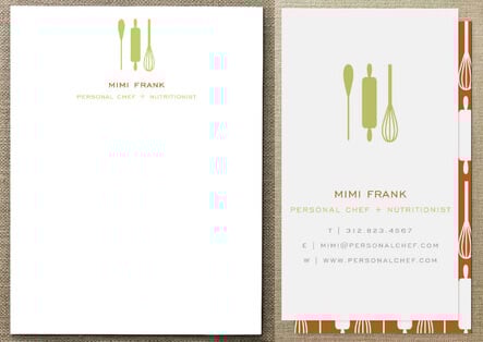 stationery and business card for a personal chef
