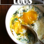 A ramekin filled with baked eggs.