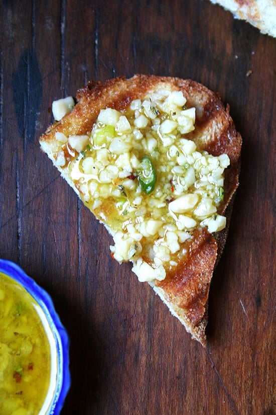 salsa di Parmigiano on grilled bread