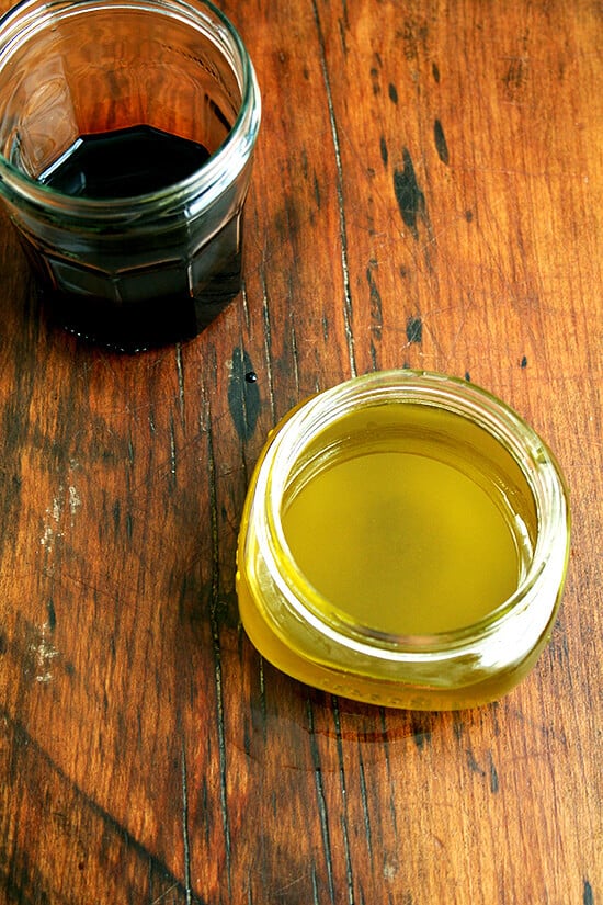 basil oil & balsamic caramel