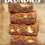A stack of brown butter blondies.