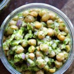 A jar of cilantro-lime chickpeas.