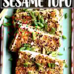 A platter of sesame crusted tofu.