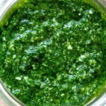 A jar of basil pesto.