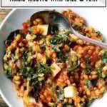 farro risotto with kale and feta