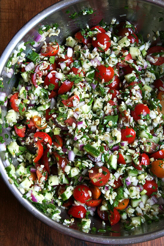With little more than a knife, a cutting board, and a large bowl, a beautiful whole grain salad can materialize in no time. Tabbouleh, a dish my mother made for us all summer long for as long as I can remember, a dish that feels at once light, satisfying and nourishing. With some warm pita and a block of feta, dinner is served. // alexandracooks.com With little more than a knife, a cutting board, and a large bowl, a beautiful whole grain salad can materialize in no time. Tabbouleh, a dish my mother made for us all summer long for as long as I can remember, a dish that feels at once light, satisfying and nourishing. With some warm pita and a block of feta, dinner is served. // alexandracooks.com