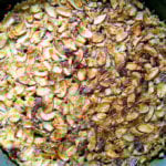 A pan of freshly baked steel cut oatmeal.