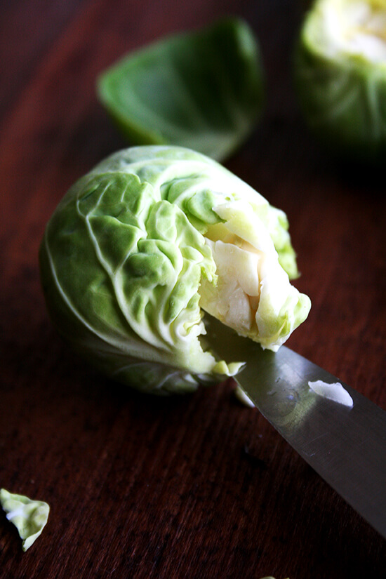 coring the sprouts
