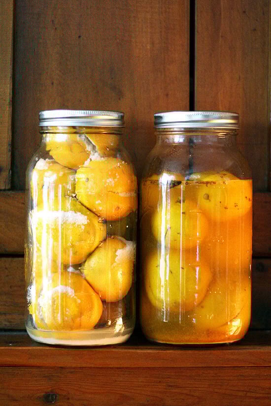 Homemade preserved lemons.