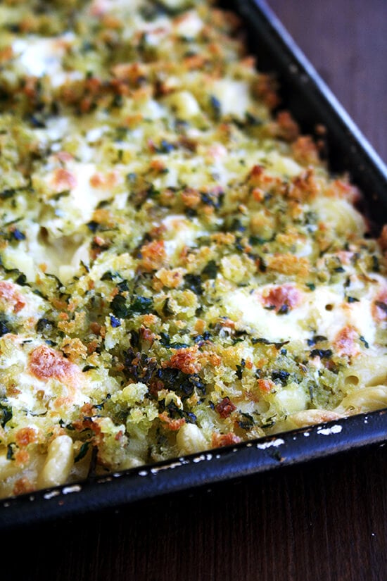 In this mac n' cheese, blistered cubes of mozzarella peek through a golden, herb-speckled topping, stretching with every pull of the fork, clinging relentlessly to the layer of crispy crumbs. It tastes ā not that this was the goal ā surprisingly light and looks surprisingly elegant or as elegant as macaroni and cheese can. // alexandracooks.com In this mac n' cheese, blistered cubes of mozzarella peek through a golden, herb-speckled topping, stretching with every pull of the fork, clinging relentlessly to the layer of crispy crumbs. It tastes ā not that this was the goal ā surprisingly light and looks surprisingly elegant or as elegant as macaroni and cheese can. // alexandracooks.com