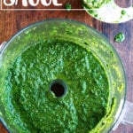 Mint sauce in a food processor.