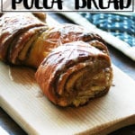 Cinnamon pull-apart bread on a board.