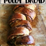 Cinnamon pull-apart bread on a board.