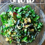 A plate of Swiss chard salad with lemony bread crumbs.