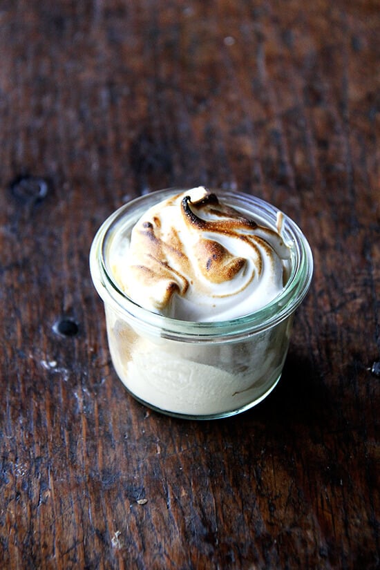 It turns out that meringue icing is the best fluff ever, and once it has been torched, it's as good as, if not better than, any campfire marshmallow you can imagine. Making fluff at home takes five minutes. It's as simple as whipping egg whites, sugar, cream of tartar, and salt over a double boiler until stiff peaks form, and then whipping in vanilla off the heat. That's it. // alexandracooks.com It turns out that meringue icing is the best fluff ever, and once it has been torched, it's as good as, if not better than, any campfire marshmallow you can imagine. Making fluff at home takes five minutes. It's as simple as whipping egg whites, sugar, cream of tartar, and salt over a double boiler until stiff peaks form, and then whipping in vanilla off the heat. That's it. // alexandracooks.com