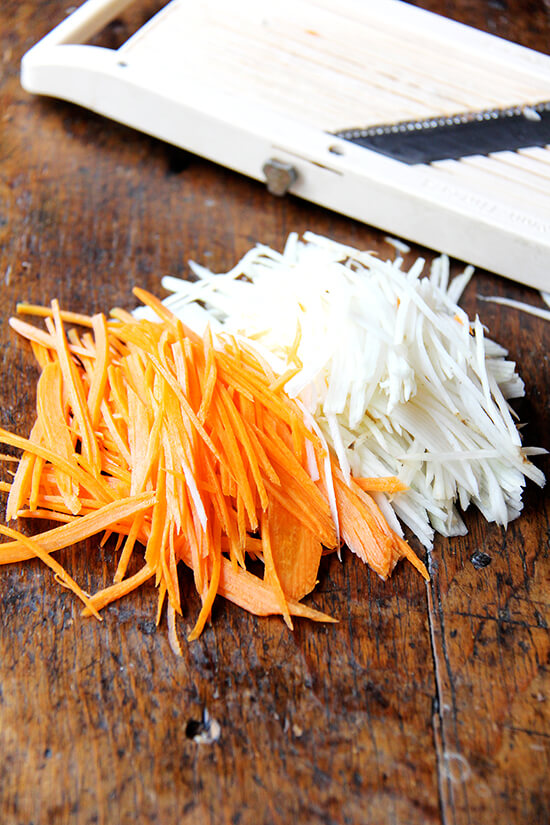 julienned carrots and daikon