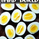Half a dozen halved hard-boiled eggs, cooked in the Instant Pot.