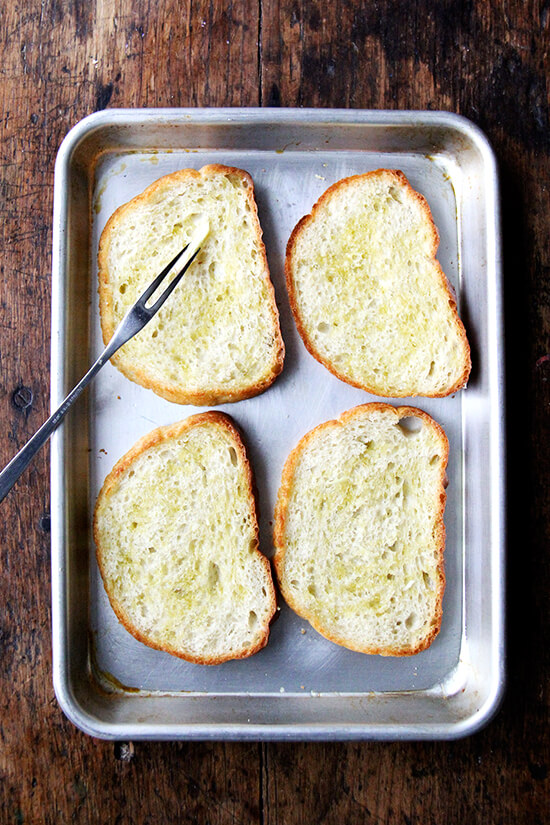 rubbing with garlic