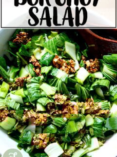Bok choy salad with sesame almond crunch.