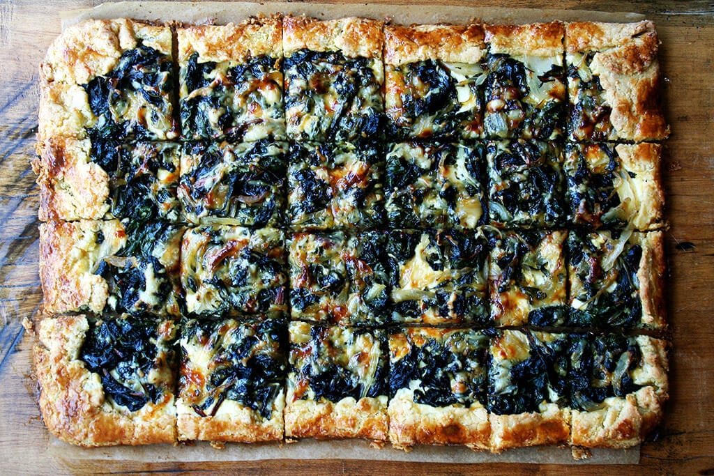 slab galette with swiss chard and gruyere