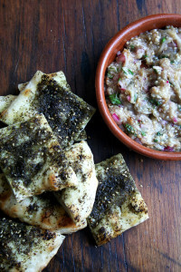 burnt eggplant caviar with za'atar flatbread