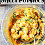 mashed sweet potatoes with chilies, lime, and cilantro.