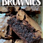 A cut fudgy brownie.