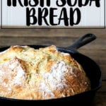A skillet filled with Irish Soda Bread.