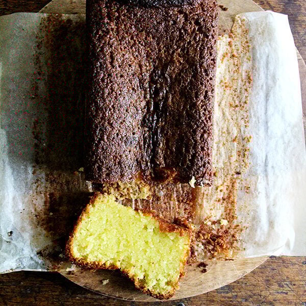 A loaf of lemon-semolina cake.