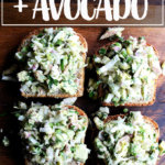 Smoked trout and avocado salad toasts.