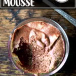 A cup of vegan chocolate mousse made with aquafaba.