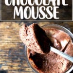 A bowl of vegan chocolate mousse made with aquafaba.