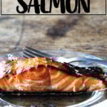 A plate of broiled ginger-soy salmon.